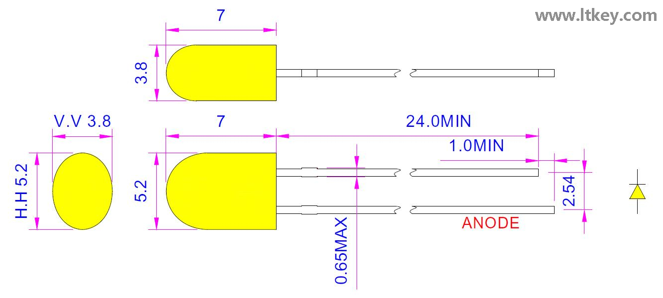 Ámbar 5-mm Oval LED