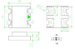0606 LED SMD ámbar y verde con 572nm verde