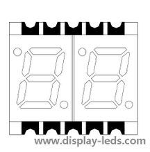 Pantalla SMD de 7 segmentos y dos dígitos de 0,28 pulgadas